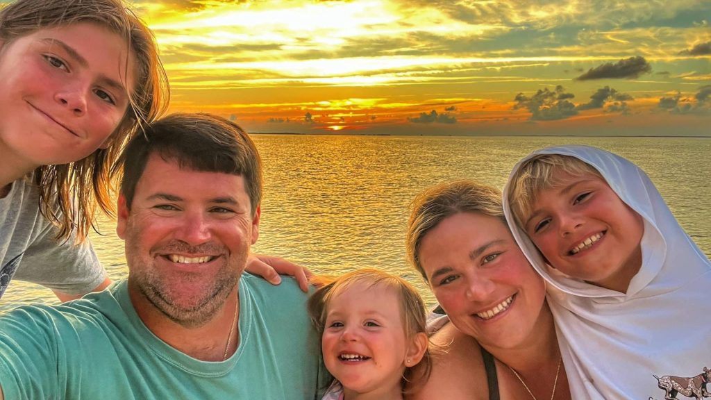Family on a sunset cruise